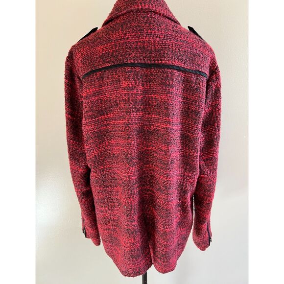 Lucky Brand red and black tweed jacket with asymmetrical zip closure. Size XL. - Picture 5 of 12
